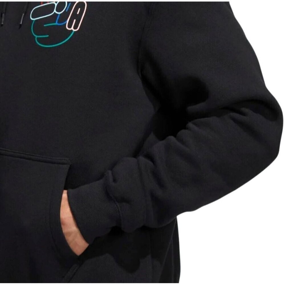 NEW MENS ADIDAS ORIGINALS PEACE SIGN TREFOIL HOODIE ~SIZE LARGE #HC1789 BLACK - Picture 2 of 8